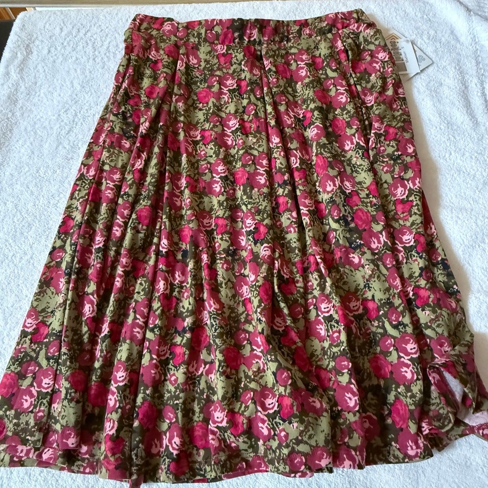LuLaRoe Floral Midi Skirt - Pink and Green - Picture 1 of 4